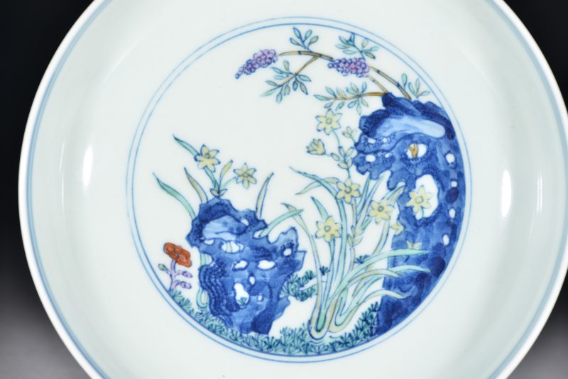 清 斗彩灵仙祝寿图盘 - 图2