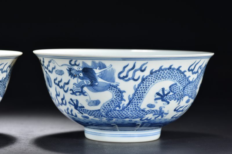 清光绪 青花云龙纹大碗（2件） - 图4