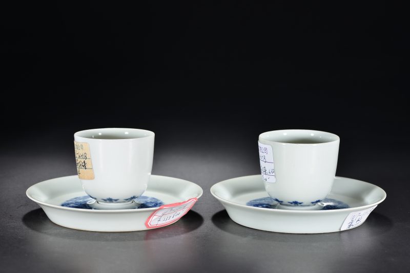 清康熙 青花花卉纹杯、碟（2件） - 图9
