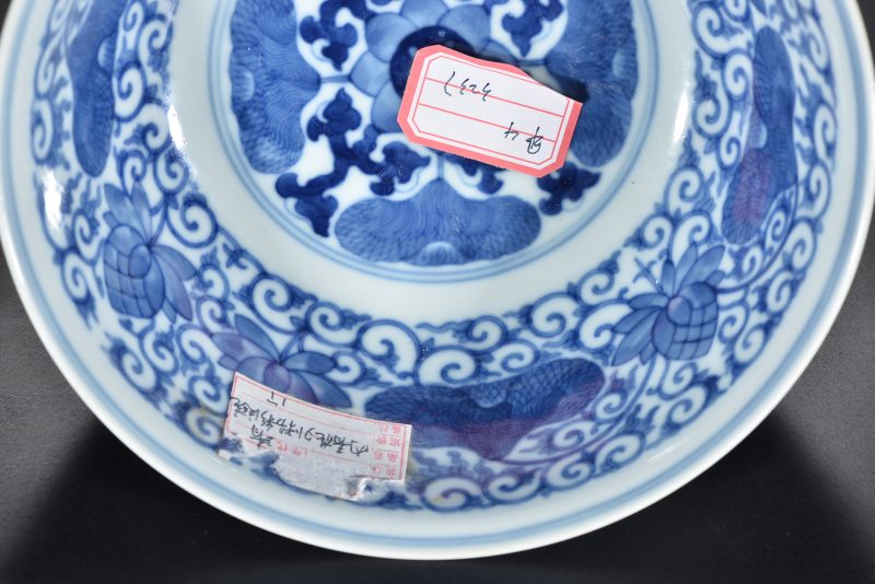 清光绪 内青花外粉彩荷莲纹碗 - 图8