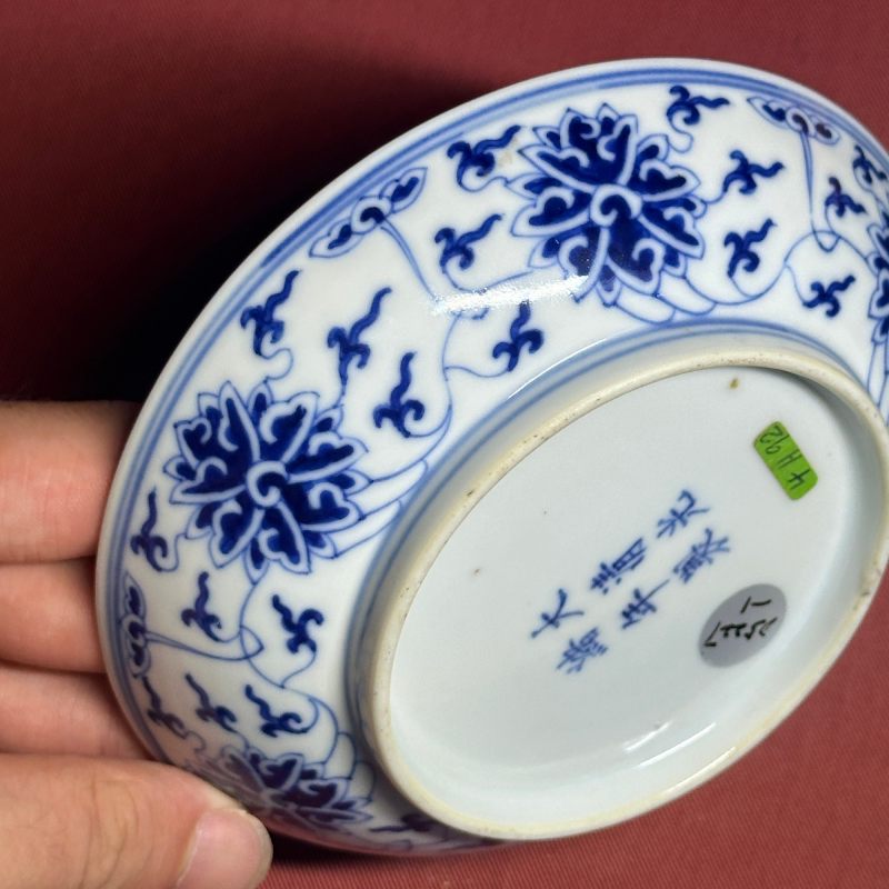 清光绪青花缠枝莲纹盘-多宝古瓷宝典