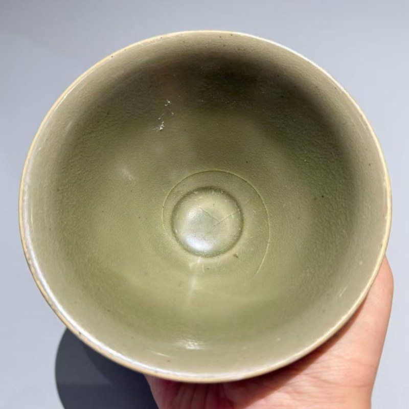 明代 青釉斗笠盏 - 图4