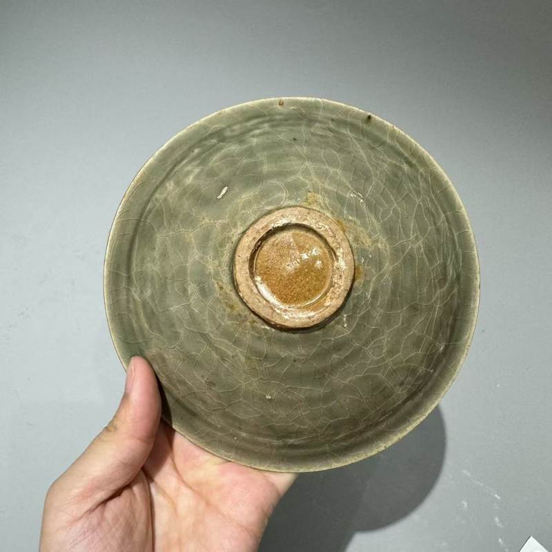 明代 青釉菊花纹斗笠盏 - 图6