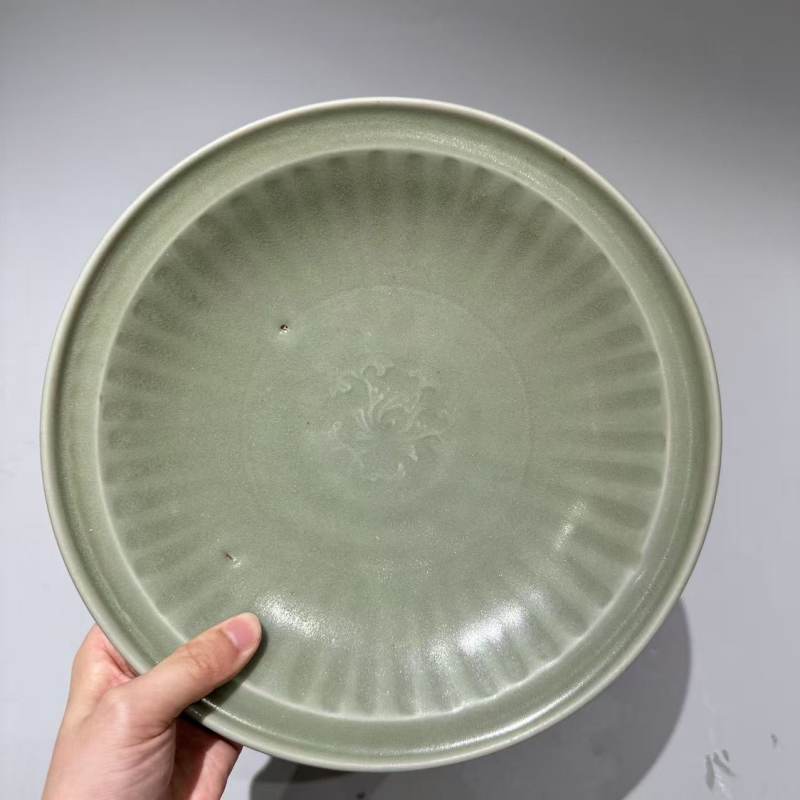 明代 龙泉窑青釉印花洗 - 图4