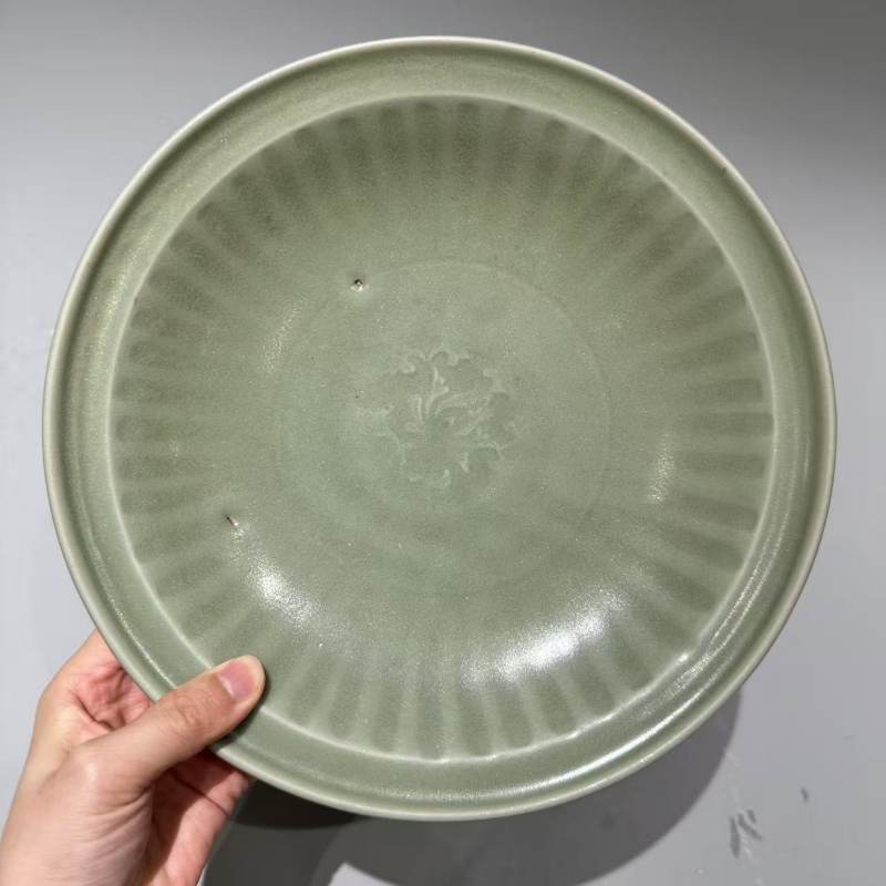 明代 龙泉窑青釉印花洗 - 图6