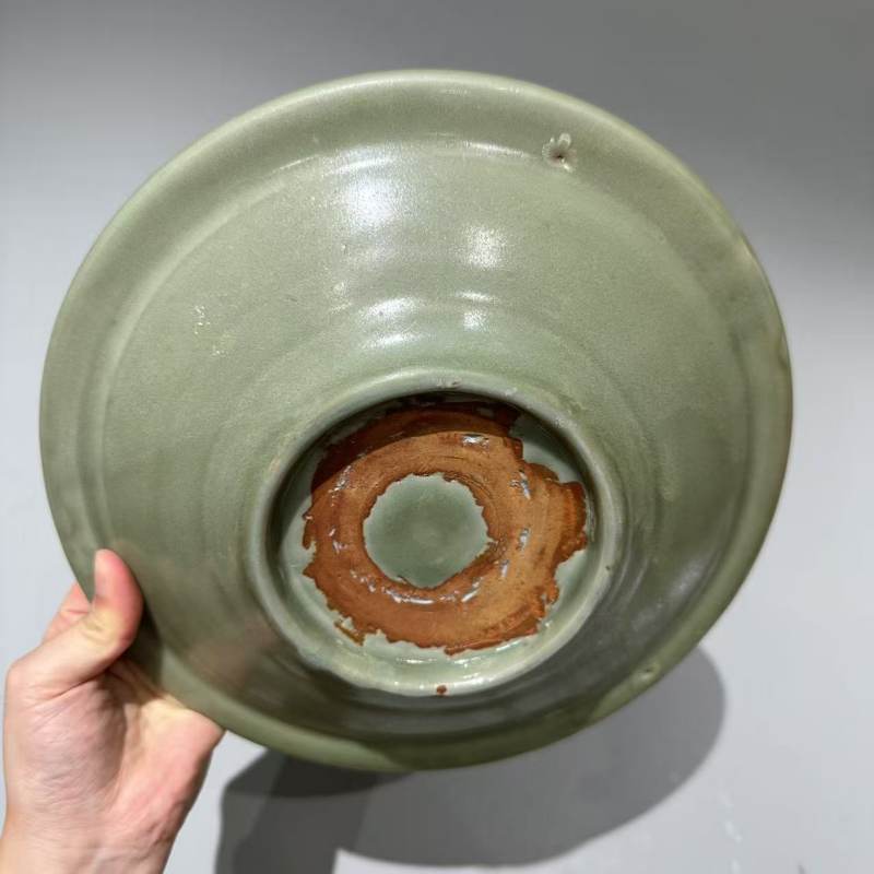 明代 龙泉窑青釉印花洗 - 图7