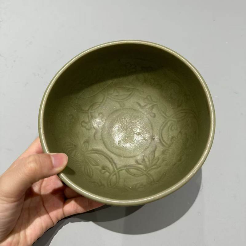 明代 龙泉青釉印花宫式碗 - 图4
