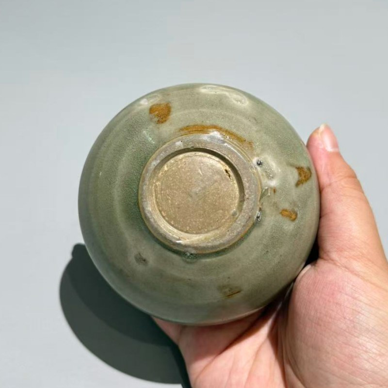 明代 青釉弦纹罐 - 图6