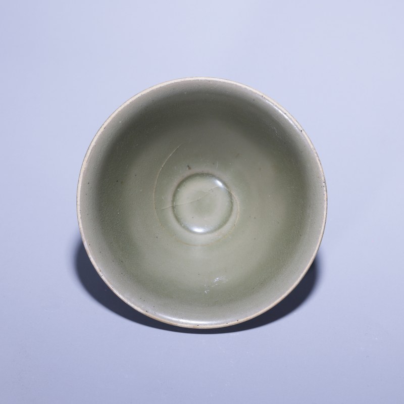 明代 青釉斗笠盏 - 图1