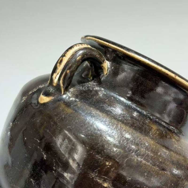 明代 黑釉双系罐 - 图6