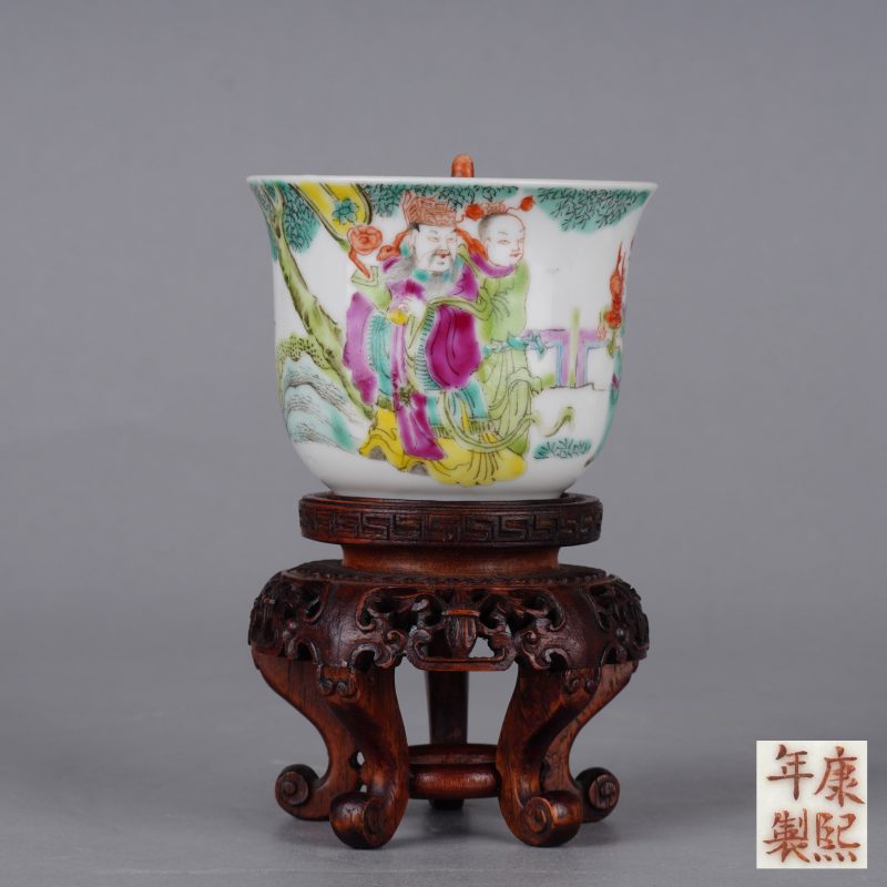 清晚期 粉彩人物图公道杯