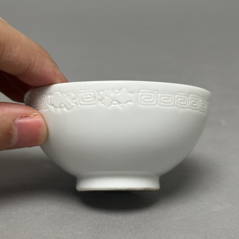 清晚期 白釉茶圆一对 - 图3