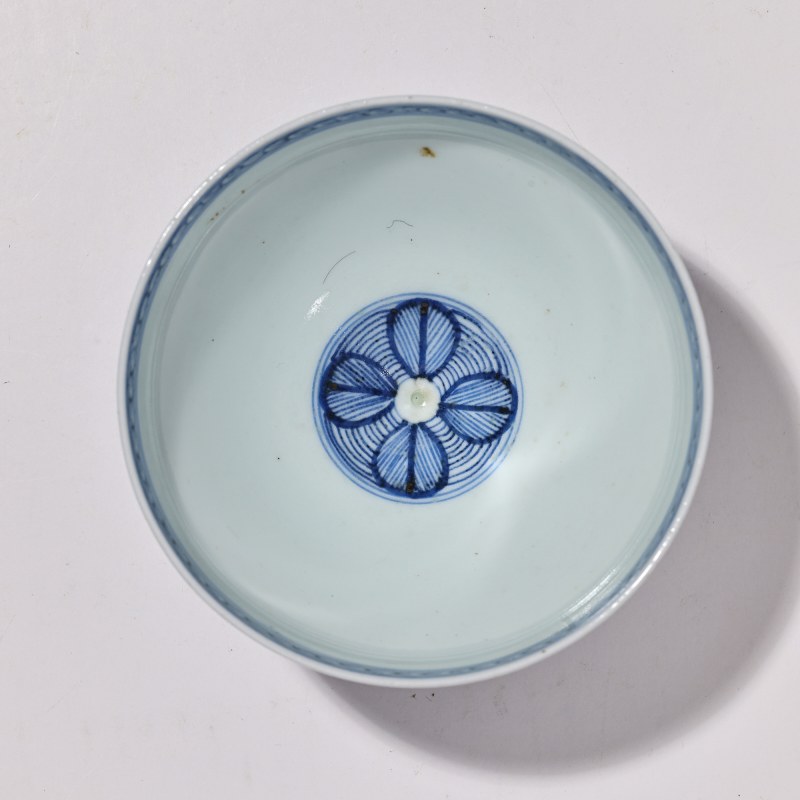 清中期 青花蕉叶纹盖碗 - 图4