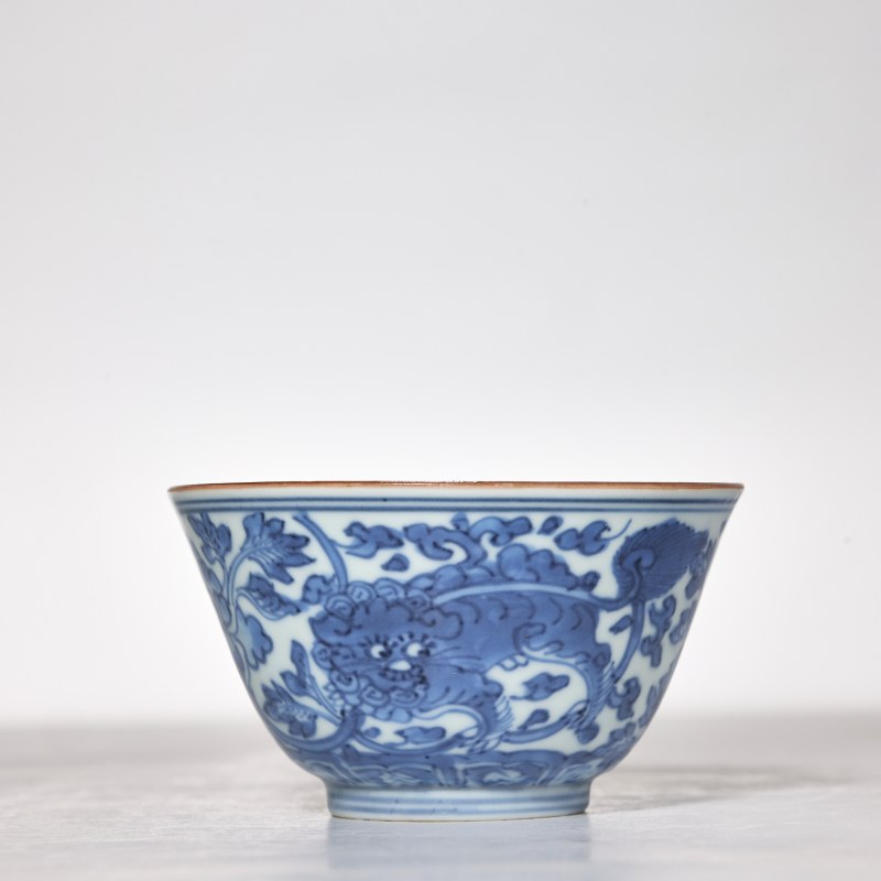 清顺治 青花花卉纹杯 - 图4