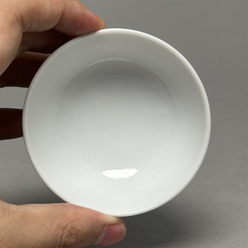 清晚期 白釉茶圆一对 - 图4