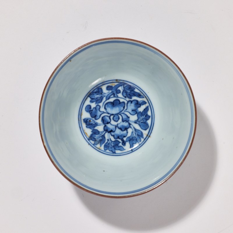 清顺治 青花花卉纹杯 - 图5