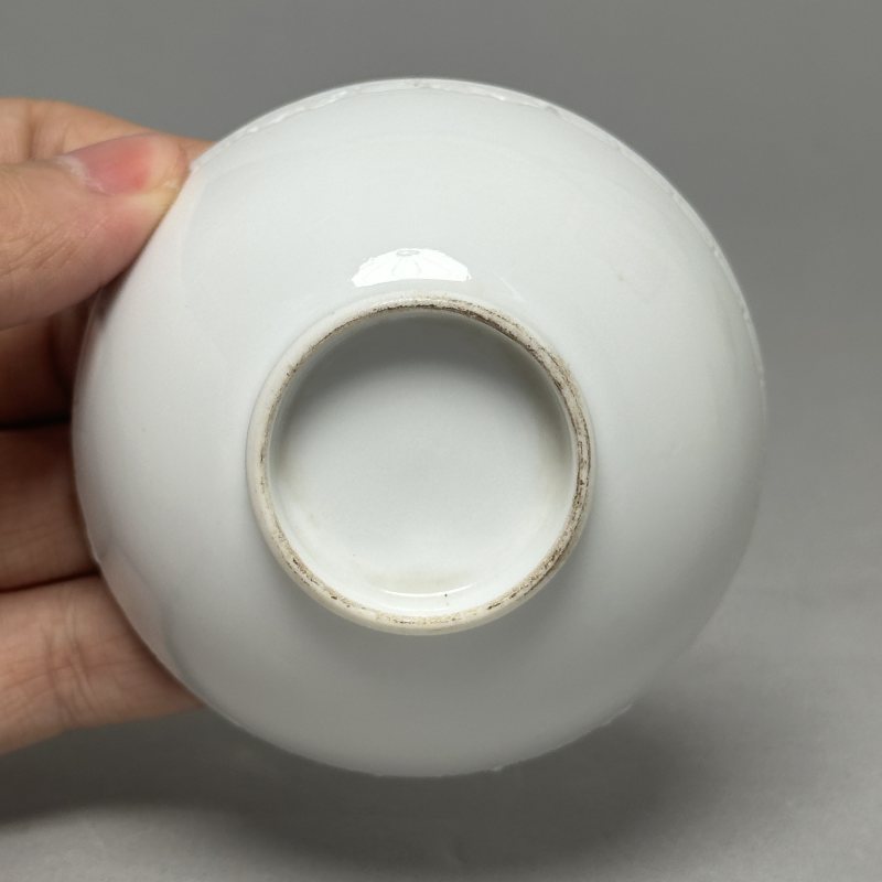清晚期 白釉茶圆一对 - 图5
