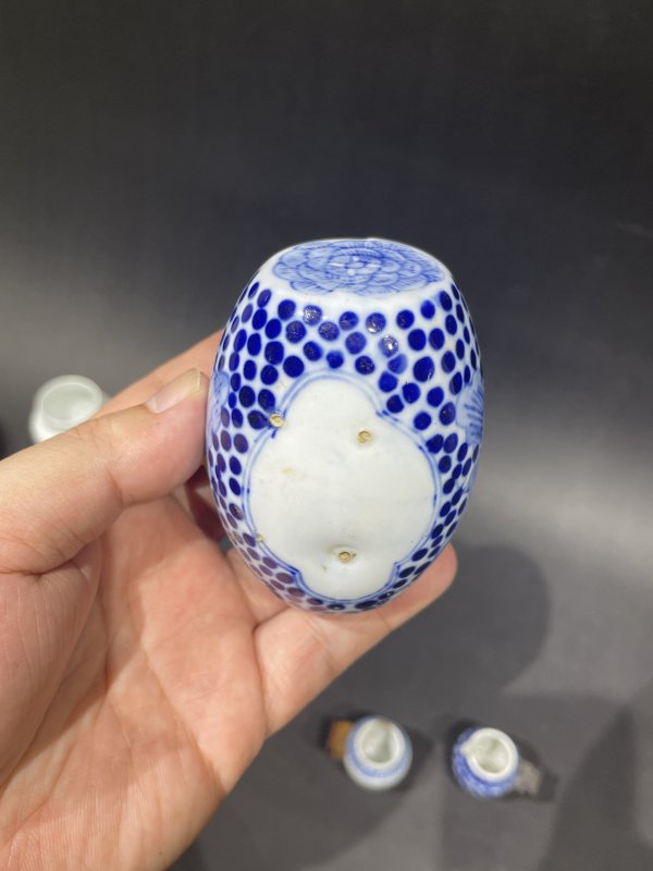 解放后青花粉彩鸟食罐一组 - 图19