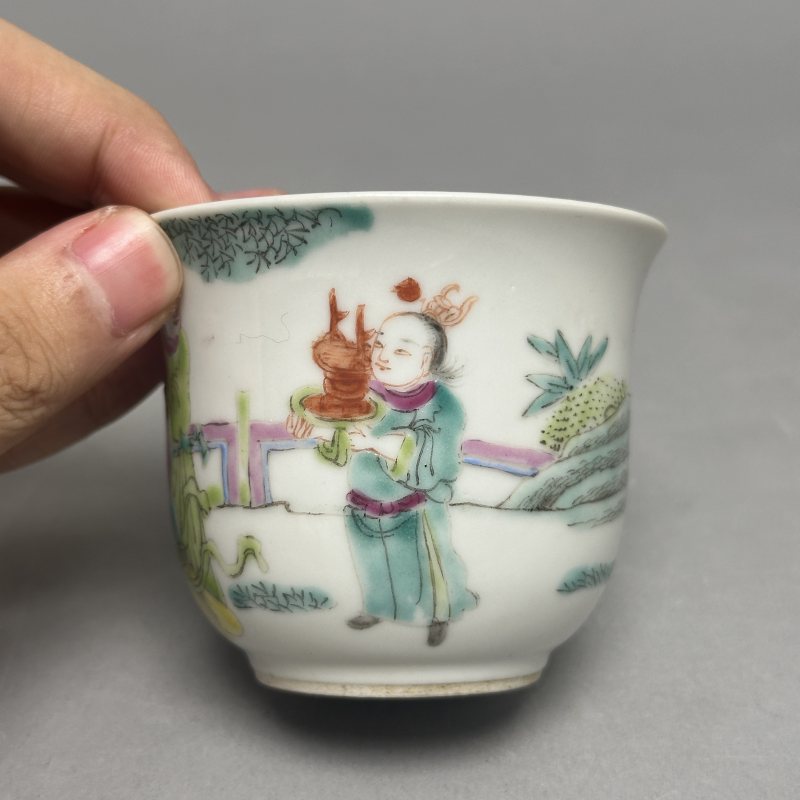 清晚期 粉彩人物图公道杯 - 图4