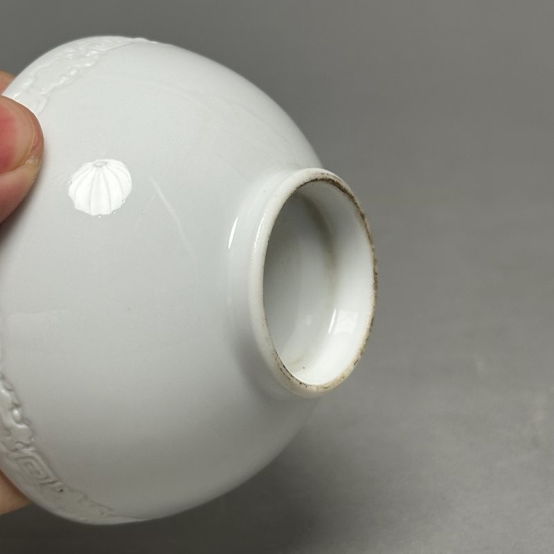 清晚期 白釉茶圆一对 - 图6