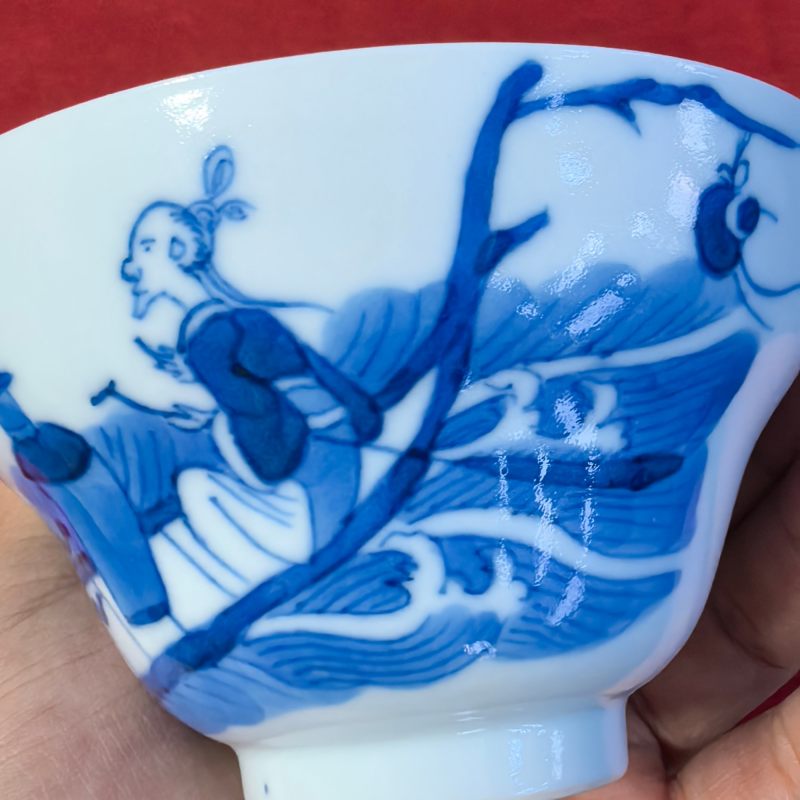 清晚期 青花仙人乘槎折腰碗 - 图10