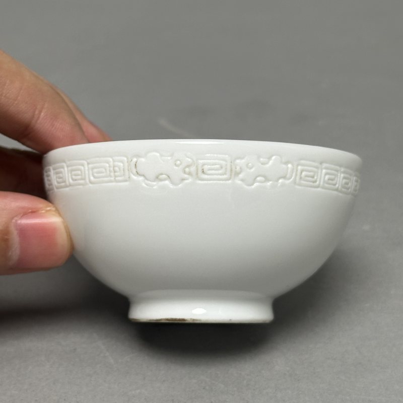 清晚期 白釉茶圆一对 - 图8