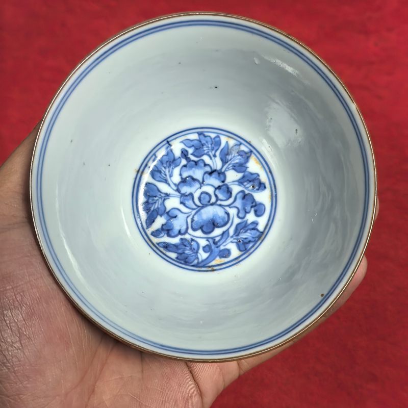 清顺治 青花花卉纹杯 - 图9