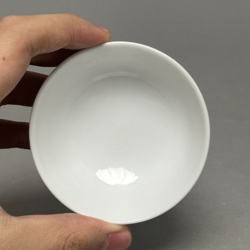 清晚期 白釉茶圆一对 - 图9