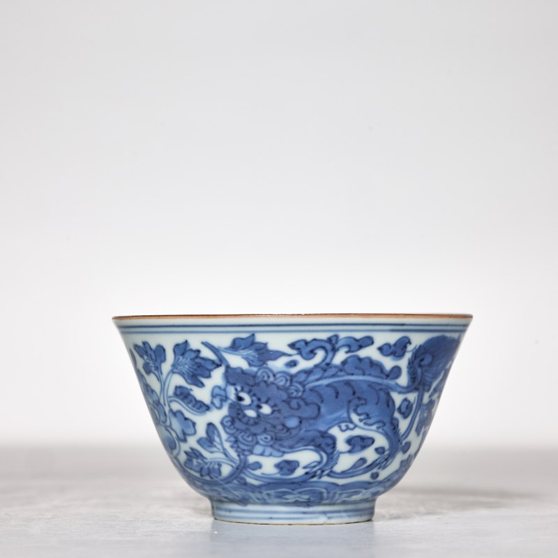 清顺治 青花花卉纹杯 - 图1