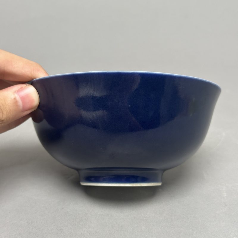 清光绪 祭蓝釉碗 - 图3
