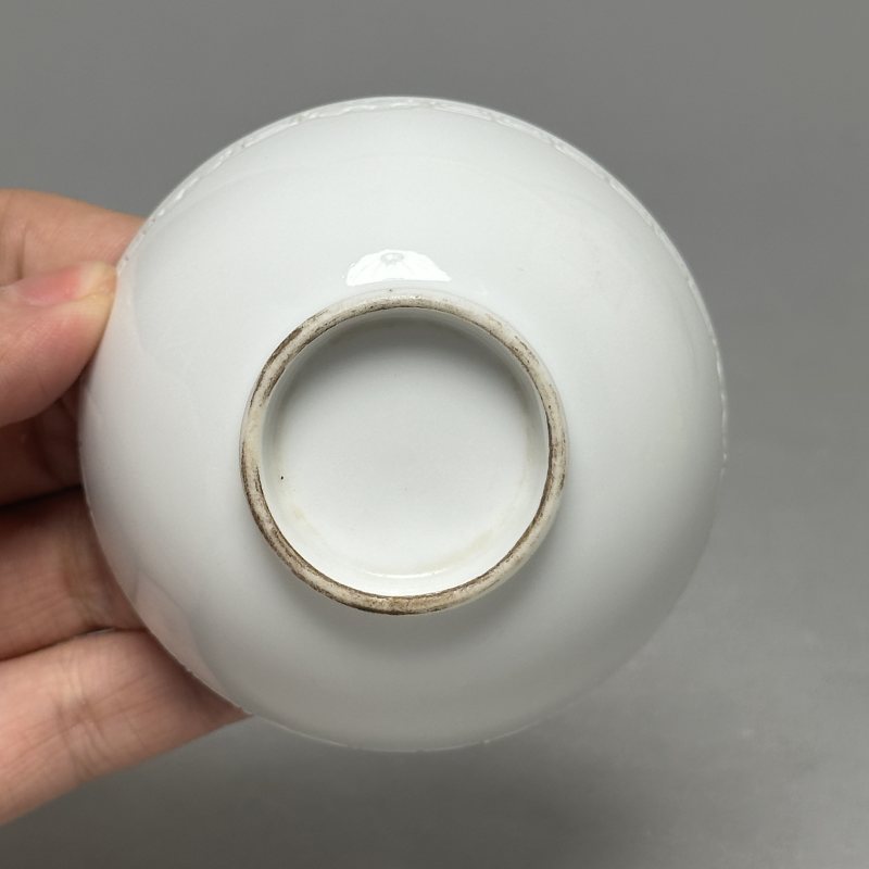 清晚期 白釉茶圆一对 - 图10