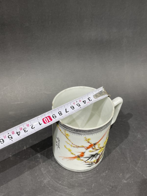 解放后粉彩花鸟纹把杯 - 图10