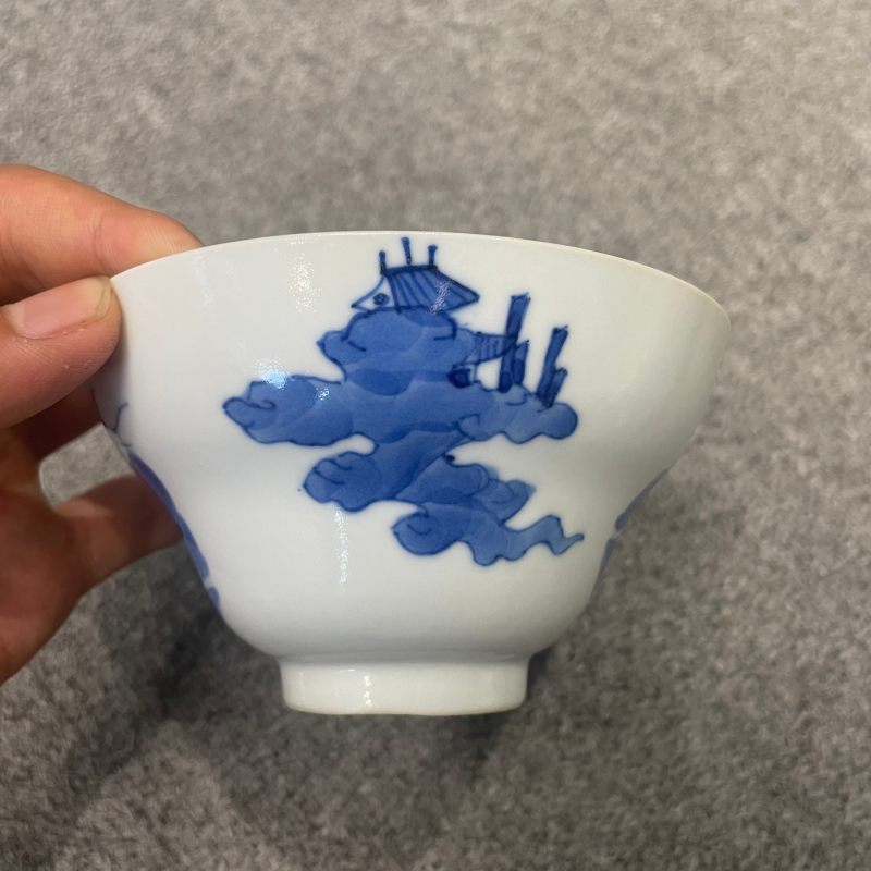 清晚期 青花仙人乘槎折腰碗 - 图16