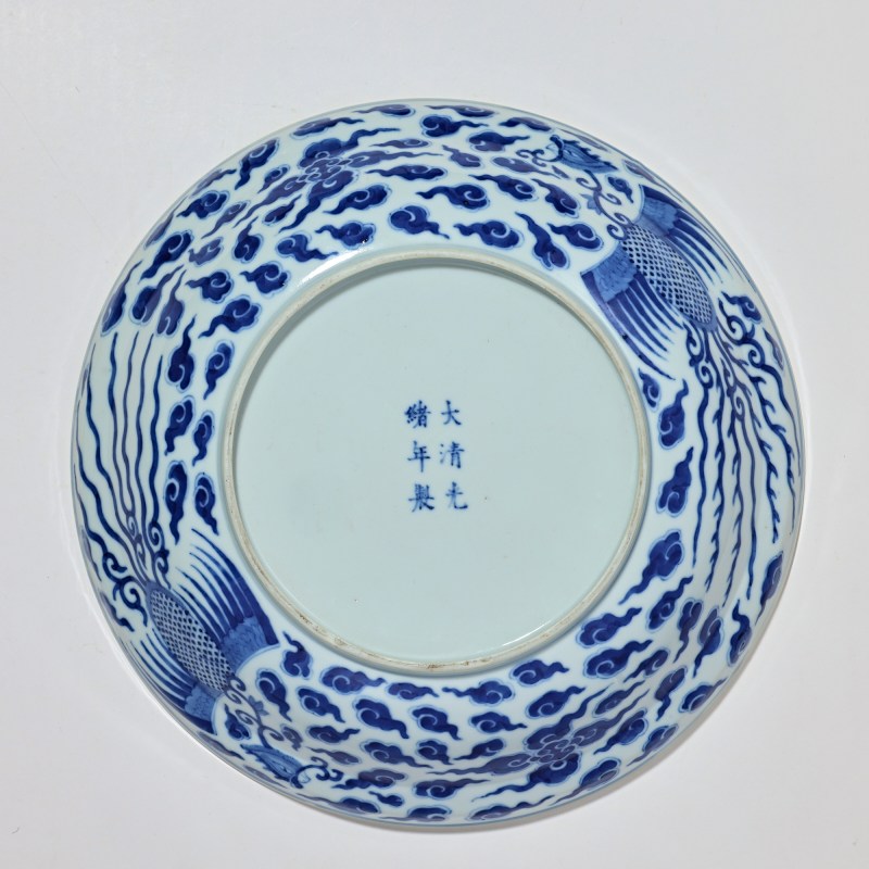 清光绪 青花双凤纹盖锅 - 图6