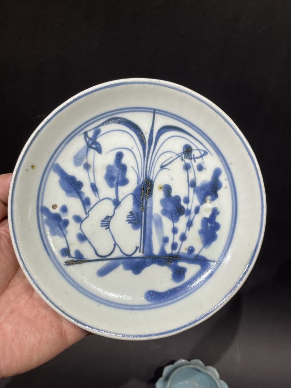 清青花盘、钧釉洗各一件 - 图2