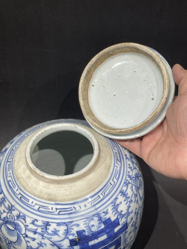清青花喜字罐 - 图6