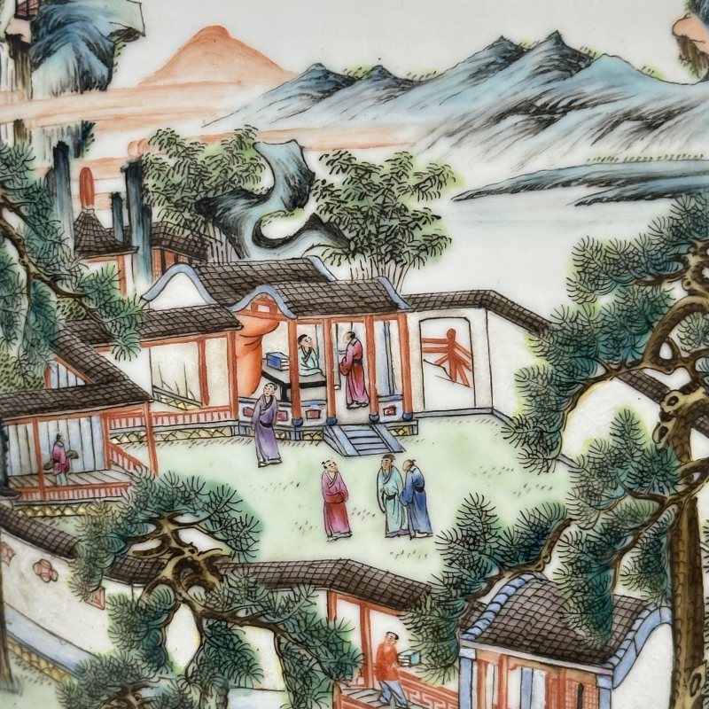 民国 粉彩山水人物图灯笼尊 - 图3