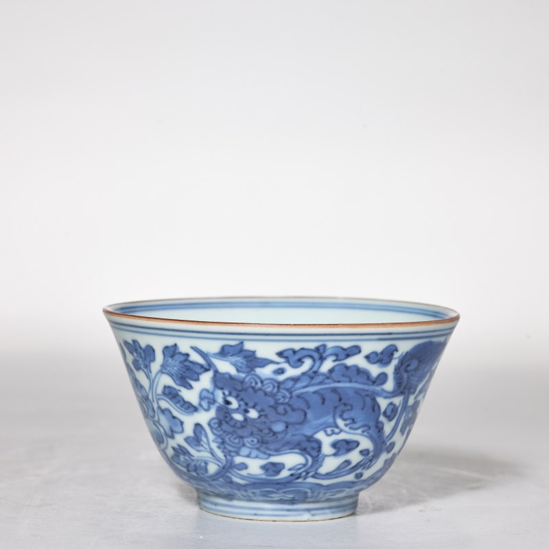 清顺治 青花花卉纹杯 - 图2