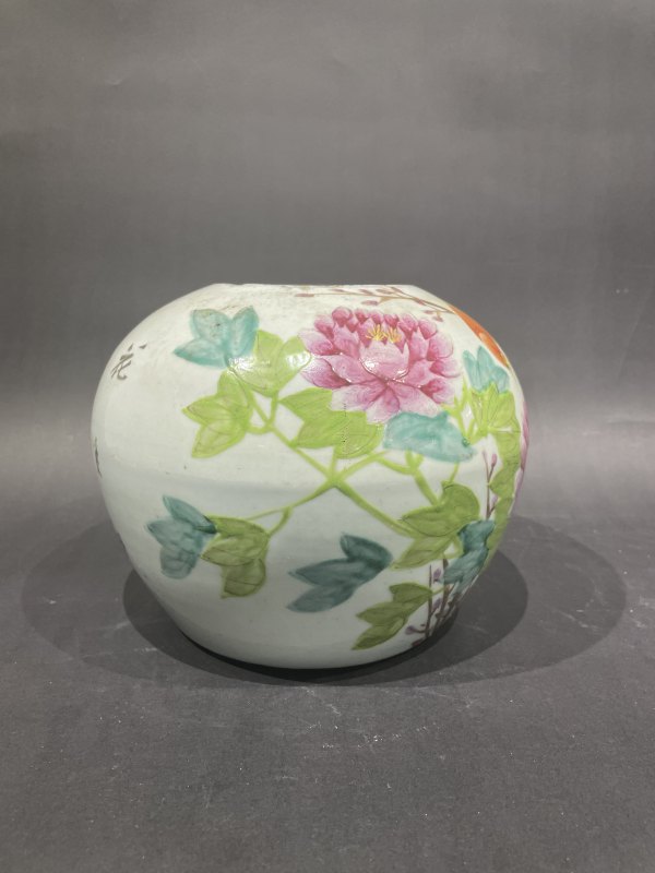 清粉彩花鸟纹罐 - 图2