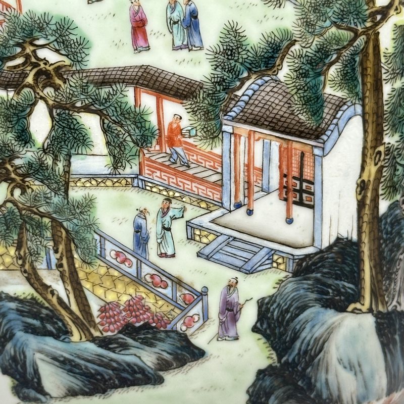 民国 粉彩山水人物图灯笼尊 - 图4