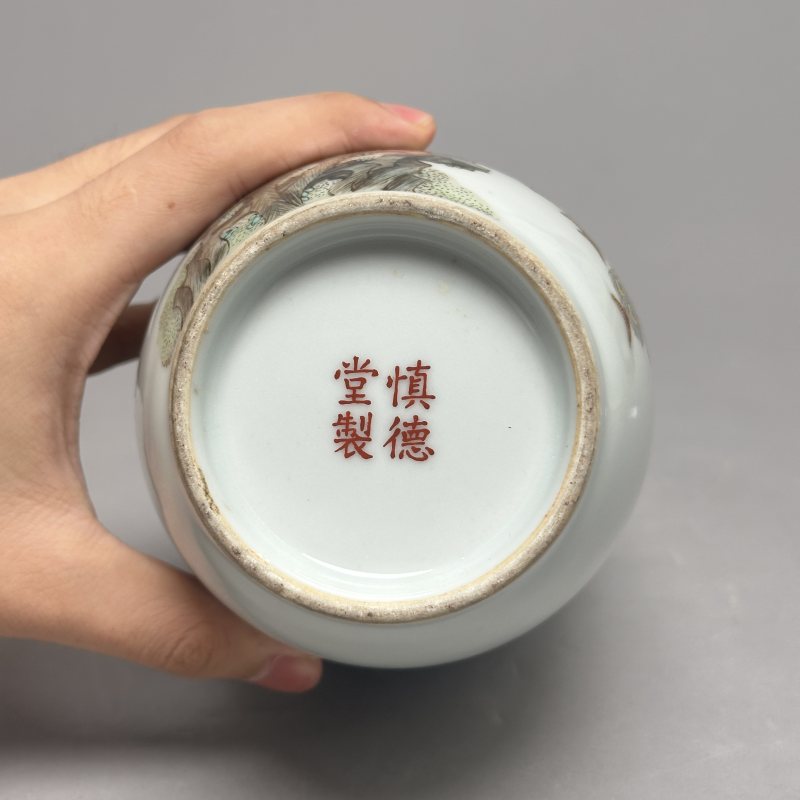 民国 粉彩洞石孔雀图灯笼瓶 - 图9