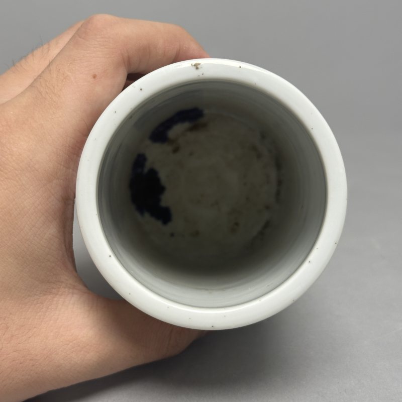 清晚期 粉彩洞石花鸟纹笔筒 - 图9