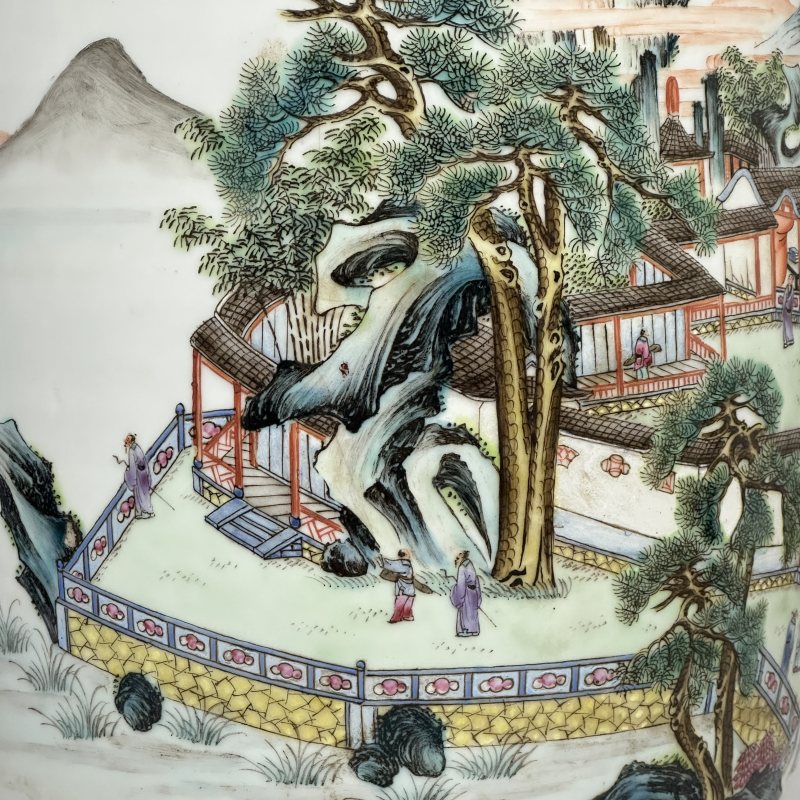 民国 粉彩山水人物图灯笼尊 - 图6