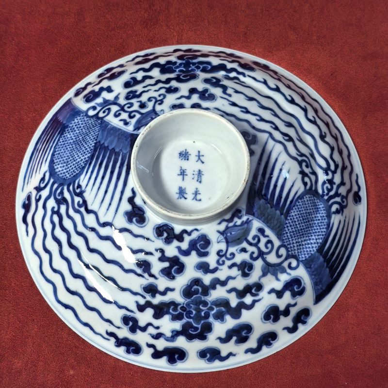 清光绪 青花双凤纹盖锅 - 图15