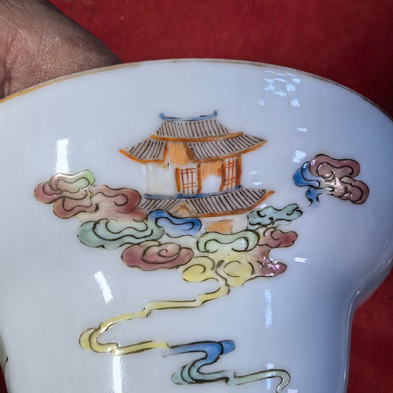 清晚期 粉彩仙人乘槎折腰盖碗 - 图13
