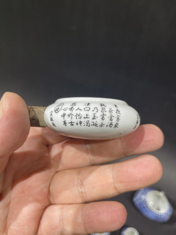 解放后青花粉彩鸟食罐一组 - 图15