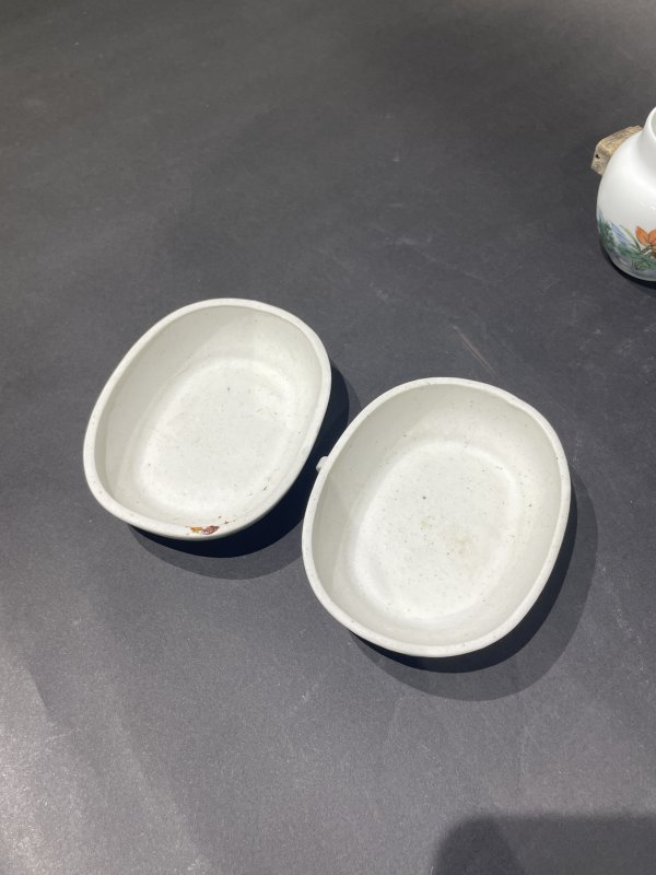 解放后青花粉彩鸟食罐一组 - 图3