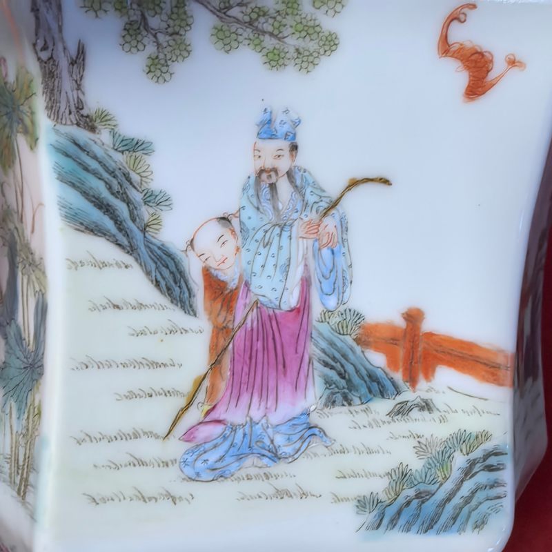 民国 粉彩婴戏图六方花盆一对 - 图18