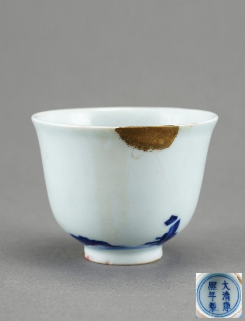    清康熙 青花漏彩花神杯