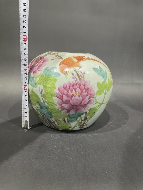 清粉彩花鸟纹罐 - 图8